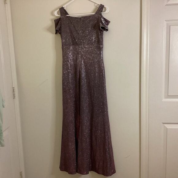 Nightway Glitter Tornazol Silver Fuchsia Gown Long Formal Dress Size 4 NYE - Picture 7 of 15